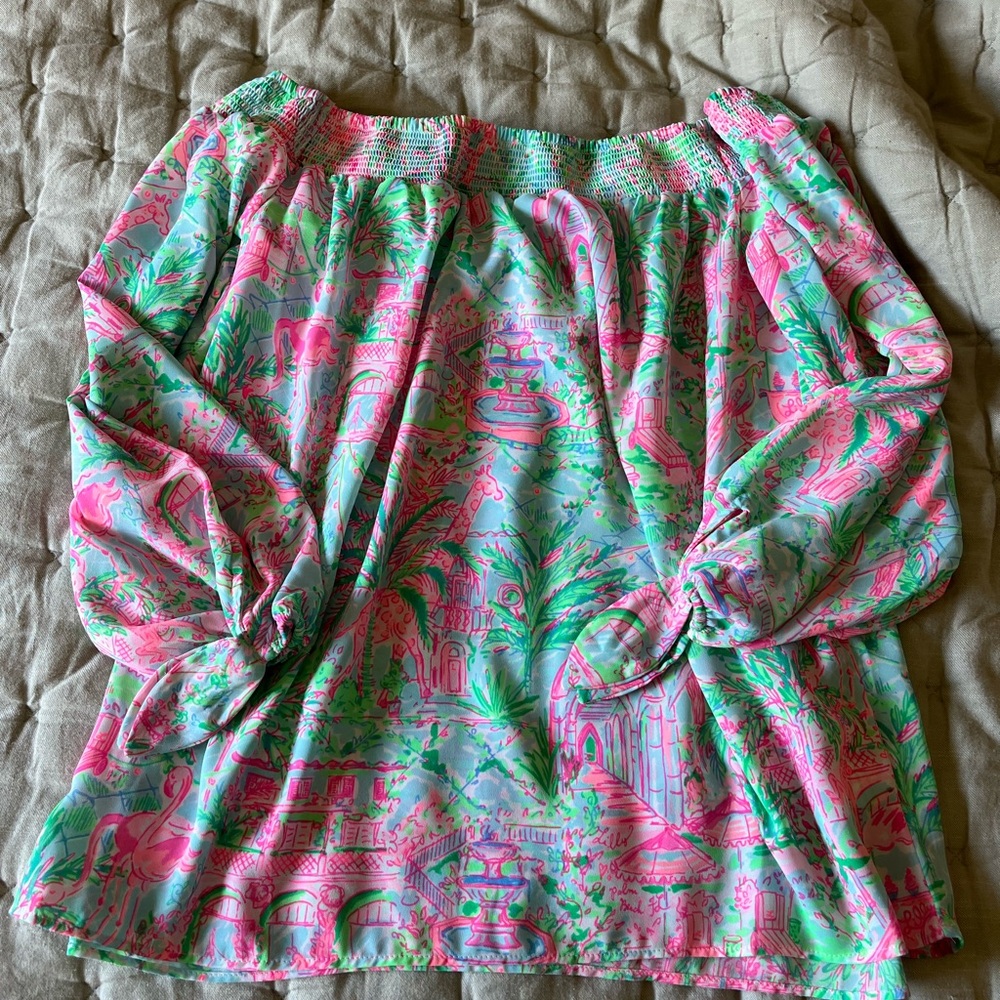 Lilly Pulitzer Colorful Off-Shoulder Blouse